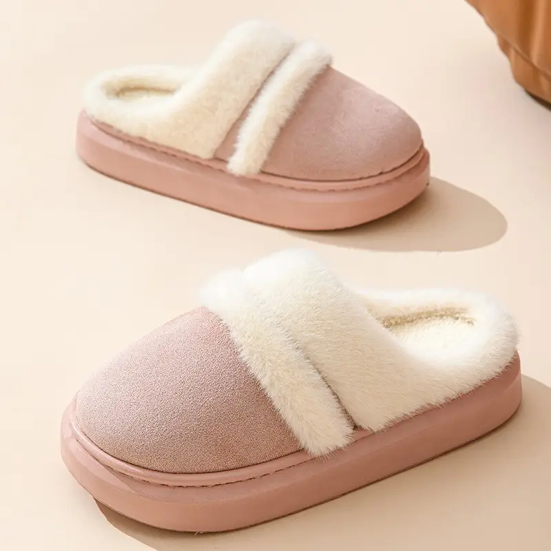 2025 New Birkenstock Shoes for Women in Autumn and Winter Indoor Home Fleece-Lined Warm Retro Slip-On Durable Toe-Cap Cotton Slippers