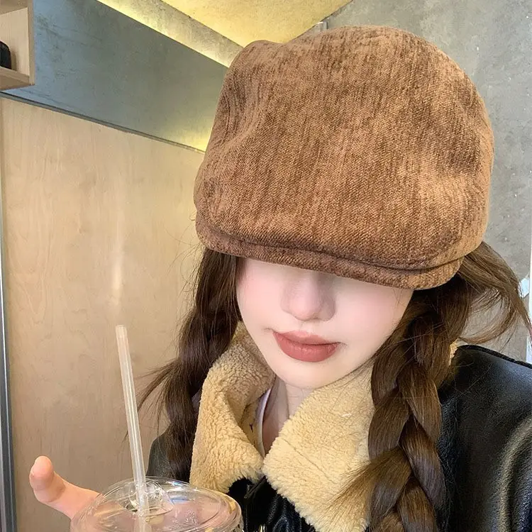 Women's Warm Faux Fur Beret Cap for Winter - Image 5