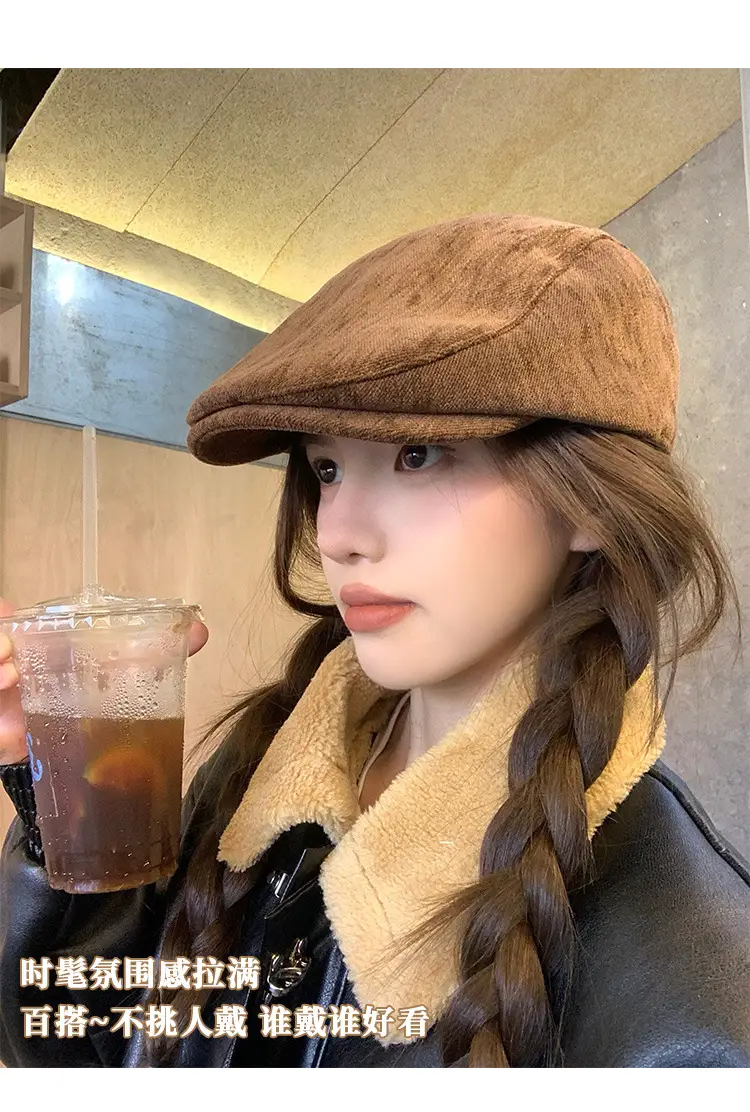 Women's Warm Faux Fur Beret Cap for Winter — feature 3