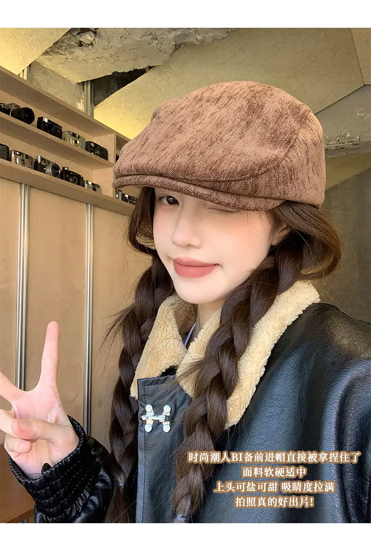 Women's Warm Faux Fur Beret Cap for Winter — feature 4