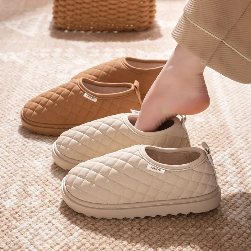 Thick-Soled Waterproof Cotton Slippers for Women to Wear in Winter, Fleece-Lined, Thickeneded and Warm, Home Bags and Foot-Stepping Casual Cotton Shoes for Women - Image 5