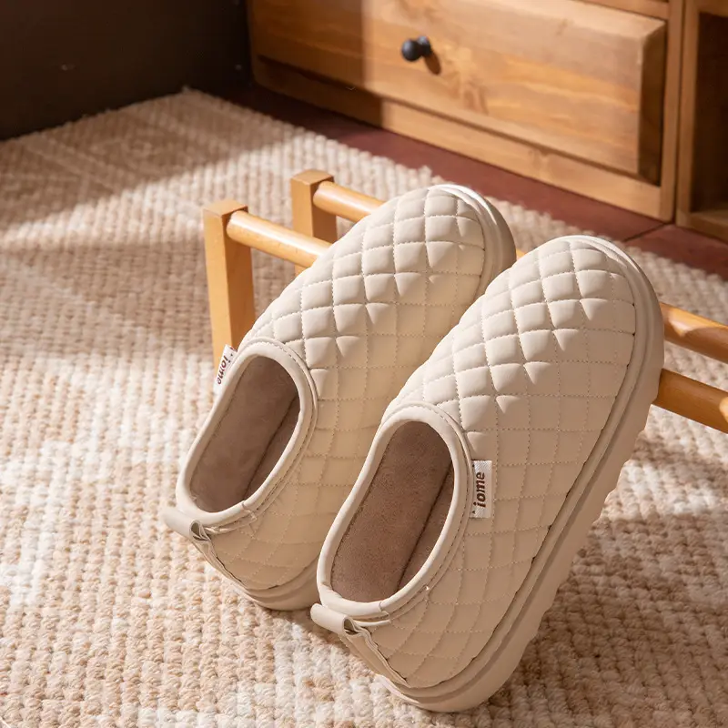 Thick-Soled Waterproof Cotton Slippers for Women to Wear in Winter, Fleece-Lined, Thickeneded and Warm, Home Bags and Foot-Stepping Casual Cotton Shoes for Women - Image 6