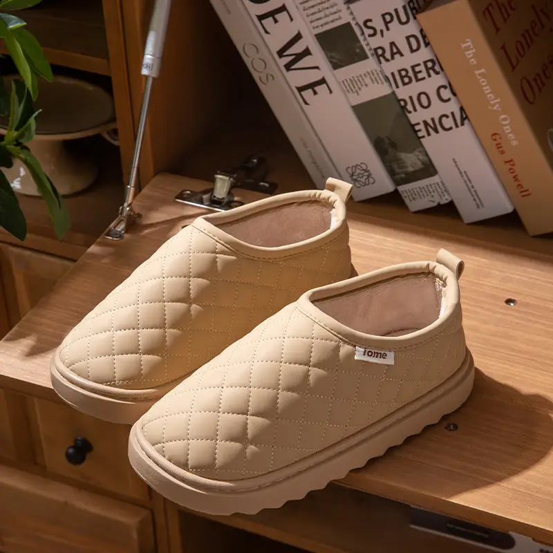 Thick-Soled Waterproof Cotton Slippers for Women to Wear in Winter, Fleece-Lined, Thickeneded and Warm, Home Bags and Foot-Stepping Casual Cotton Shoes for Women - Image 4