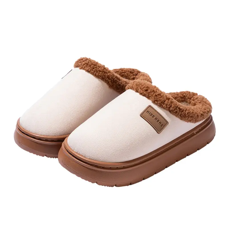 Cotton Slippers for Women Winter 2025 New Warm Indoor Home Thick-Soled Non-Slip Home Couple Wool Slippers Autumn and Winter Men
