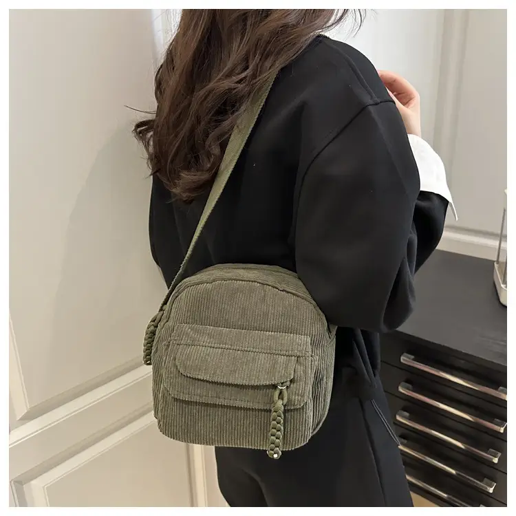 Women's Corduroy Shoulder Bag Brown New Fashion — feature 24