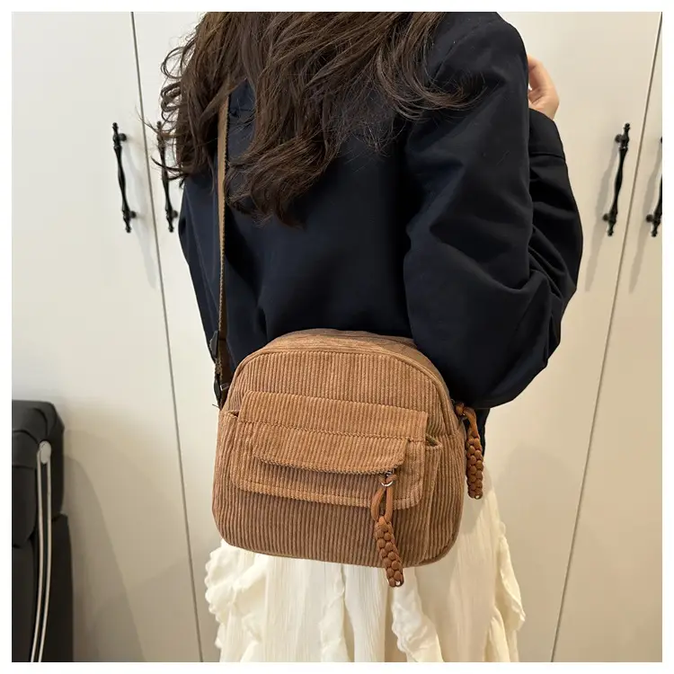 Women's Corduroy Shoulder Bag Brown New Fashion — feature 28