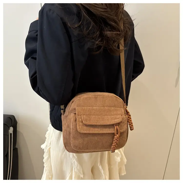 Women's Corduroy Shoulder Bag Brown New Fashion — feature 29