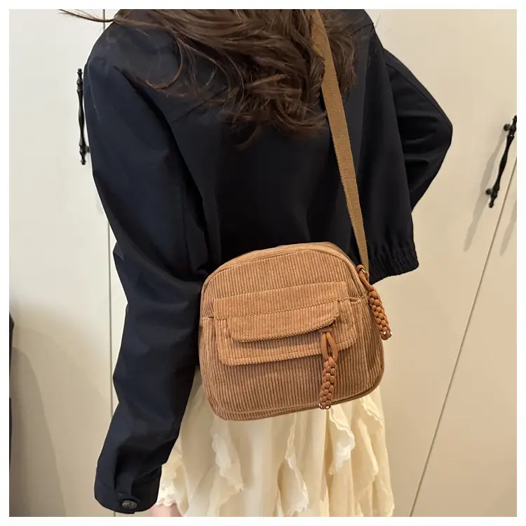 Women's Corduroy Shoulder Bag Brown New Fashion — feature 30