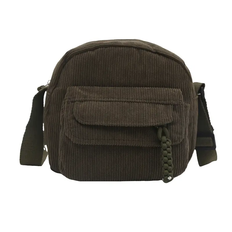Women's Corduroy Shoulder Bag Brown New Fashion - Image 4