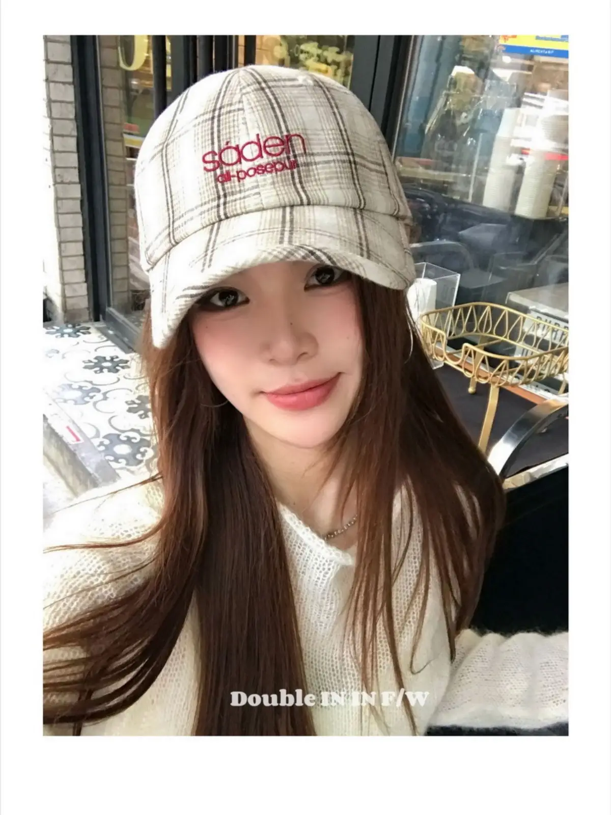 Women Plaid Wide Brim Cap Small — feature 13