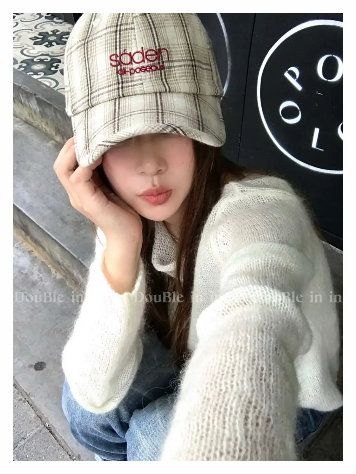 Women Plaid Wide Brim Cap Small — feature 22