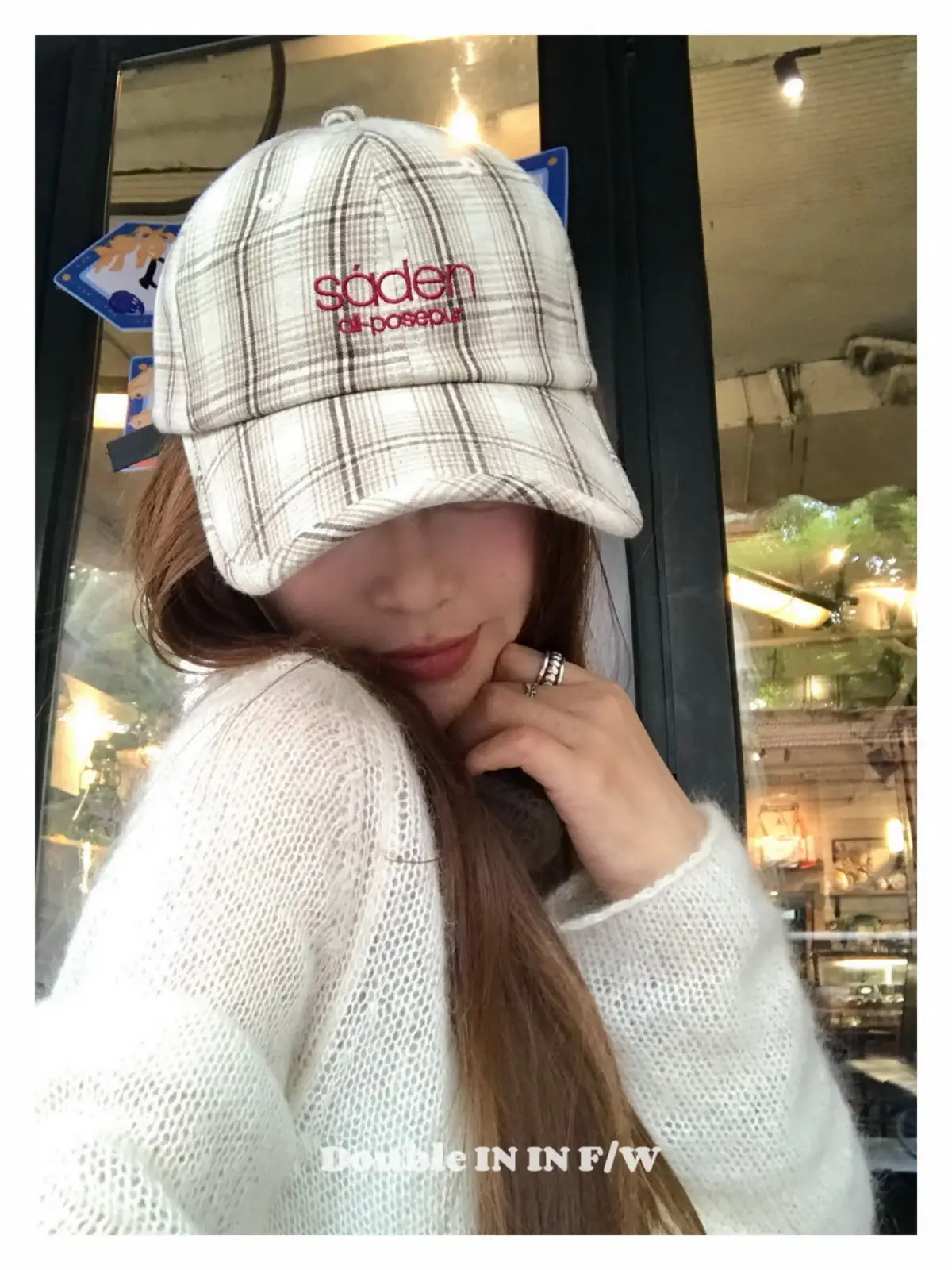 Women Plaid Wide Brim Cap Small — feature 9