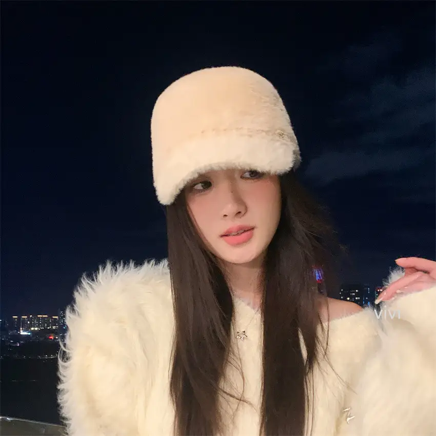 Women Plush Duckbill Hat Winter Warm Windproof