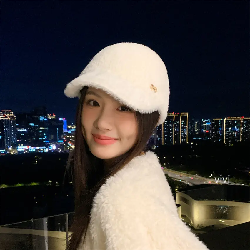 Women Plush Duckbill Hat Winter Warm Windproof