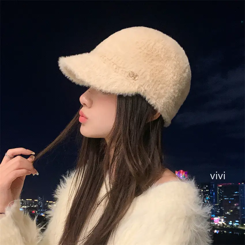 Women Plush Duckbill Hat Winter Warm Windproof