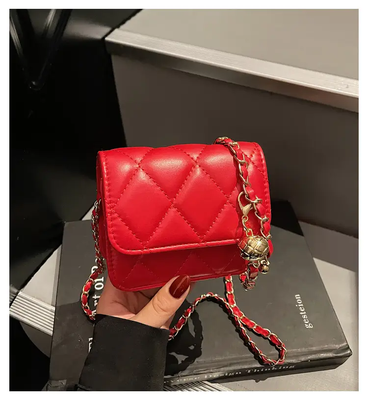 Red Quilted Chain Crossbody Bag for Women — feature 1