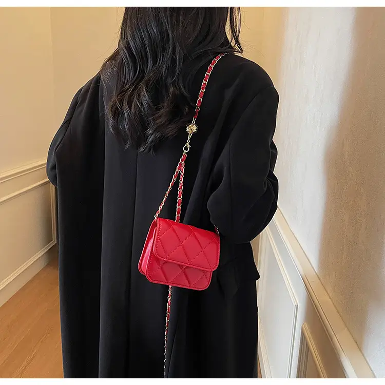 Red Quilted Chain Crossbody Bag for Women — feature 17