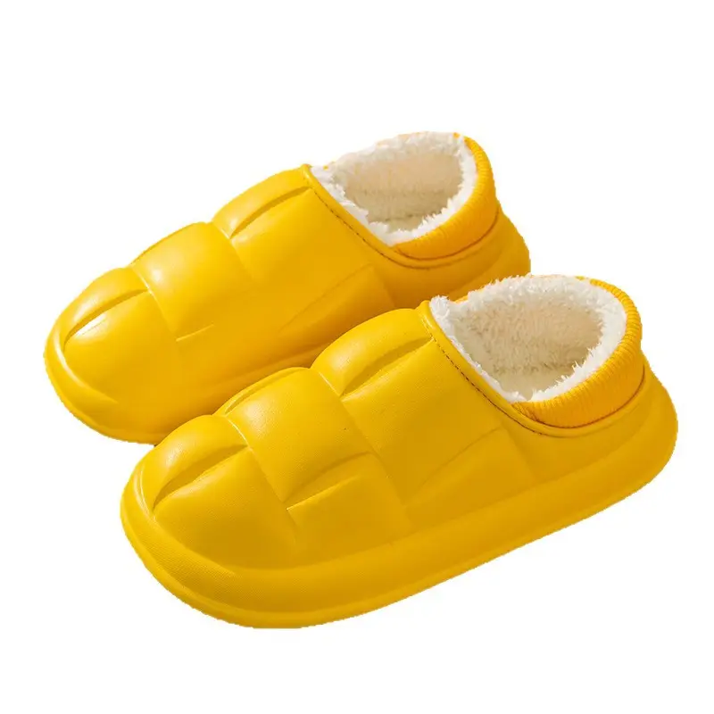 Waterproof Home Petal Cotton Shoes for Women in Autumn and Winter, Warm Couple Thick-Soled Bags and Outer Wear, Velvet and Thickeneded Fashion Slippers - Image 10