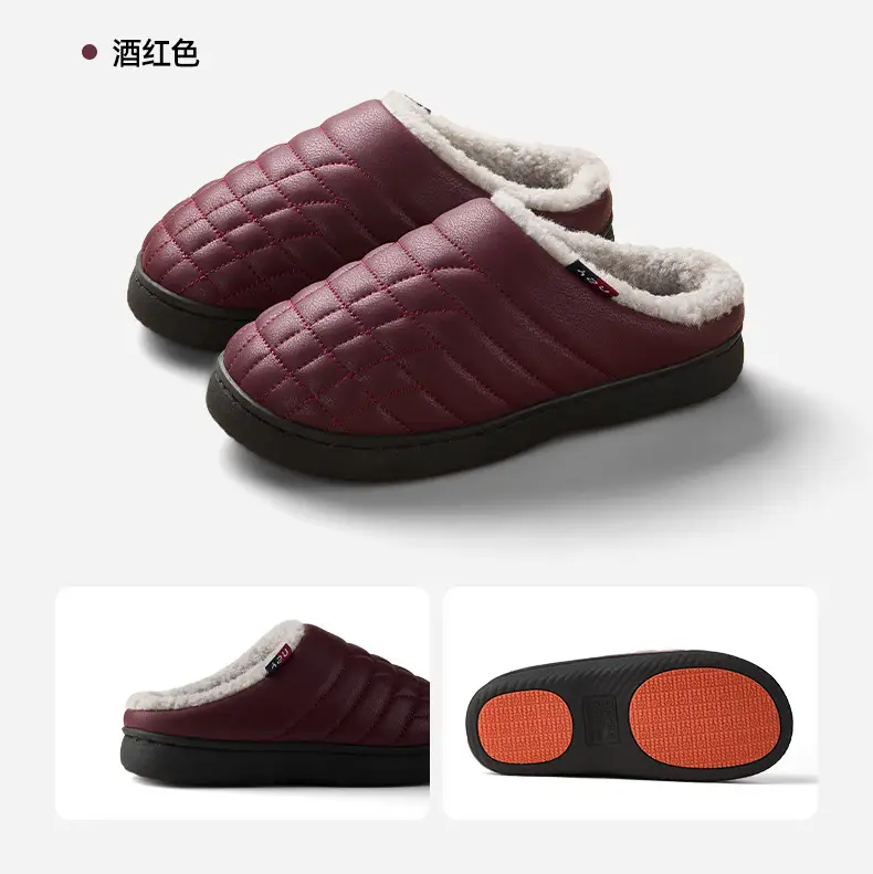 Qidan Shoe Factory Waterproof Cotton Slippers Women's Autumn and Winter Elderly Home Indoor Velvet Warm Anti-Slip Cotton Slippers — feature 10