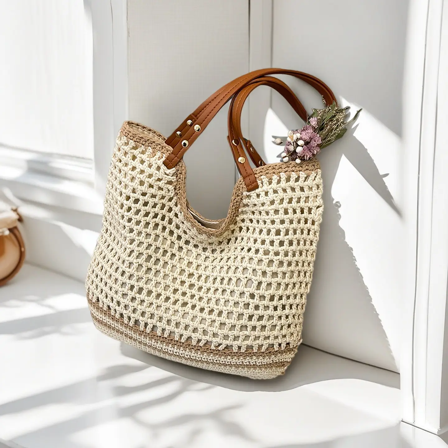 Cross-Border Hollow Artistic Handwoven Beach Bag - Image 7