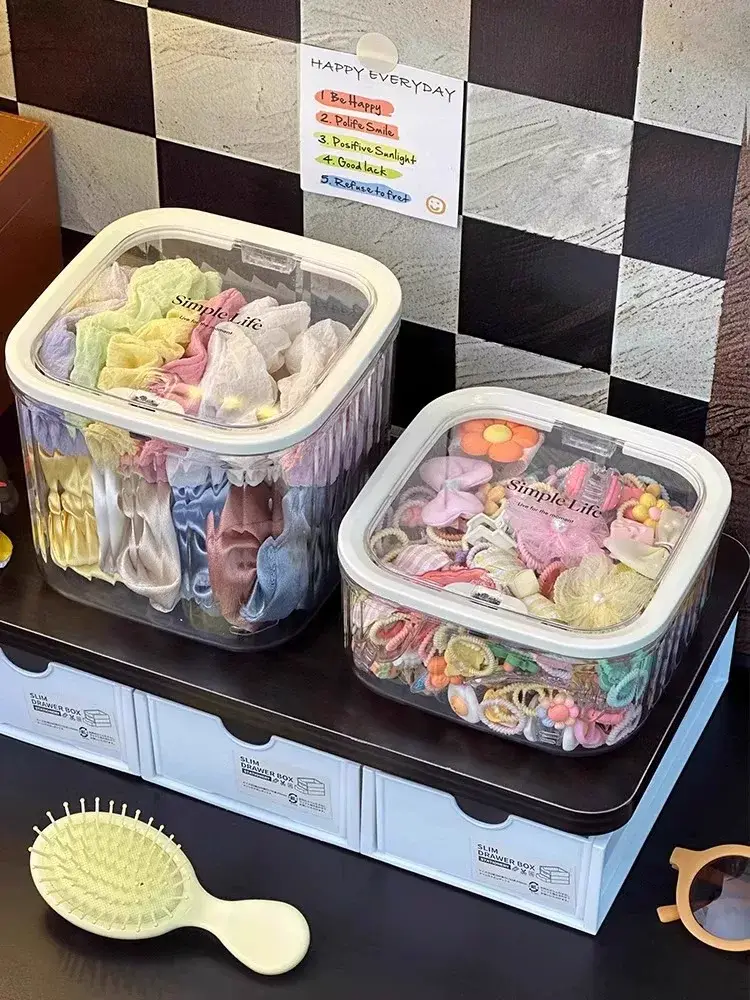 Children's Hair Accessories Storage Box Little Girl's Hair Rope Rubber Band Decoration Box Hairpin Hair Headwear Large Capacity Jewelry Box — feature 1