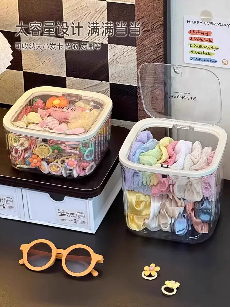 Children's Hair Accessories Storage Box Little Girl's Hair Rope Rubber Band Decoration Box Hairpin Hair Headwear Large Capacity Jewelry Box — feature 6