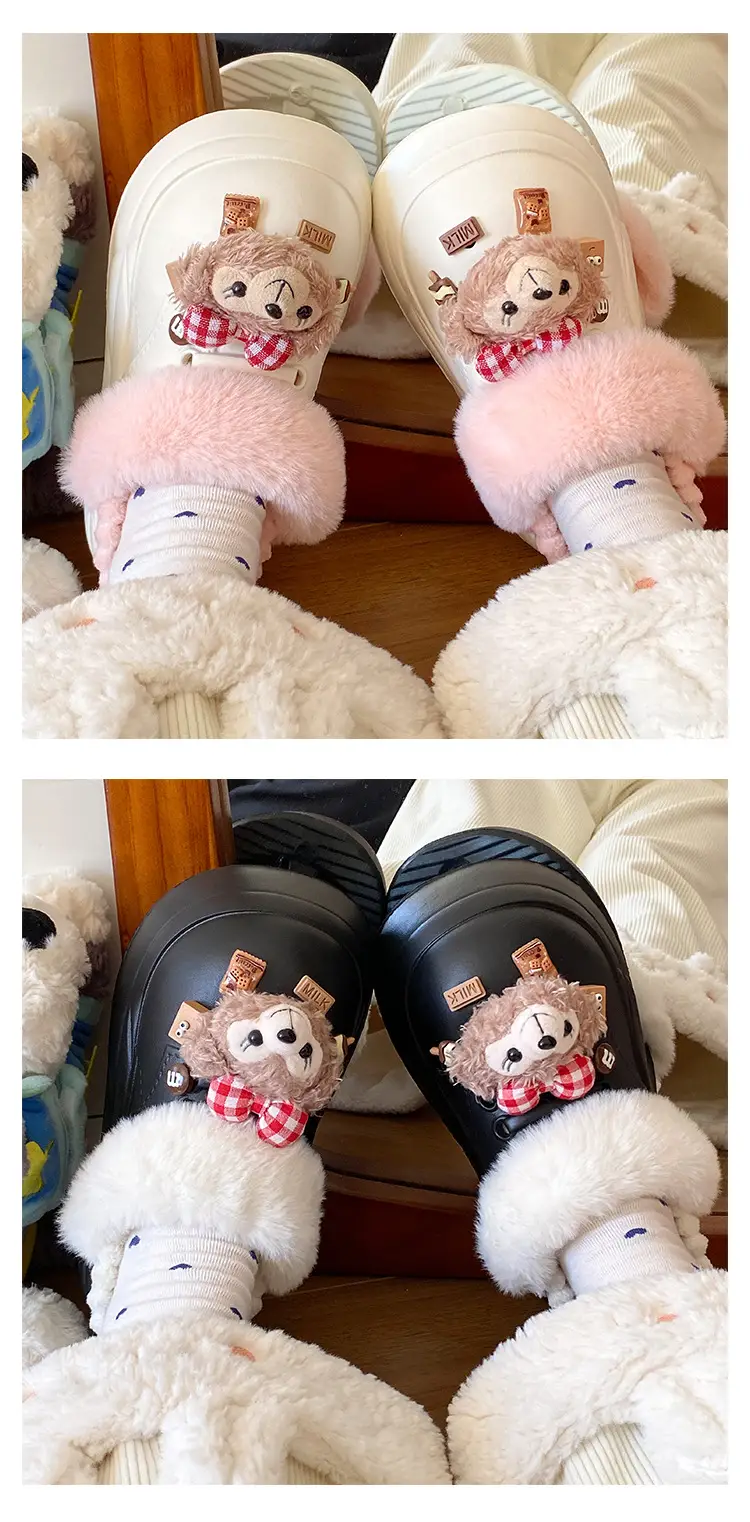 Women's Super Soft Plush Cotton Toe Cap Slippers Black Winter — feature 12