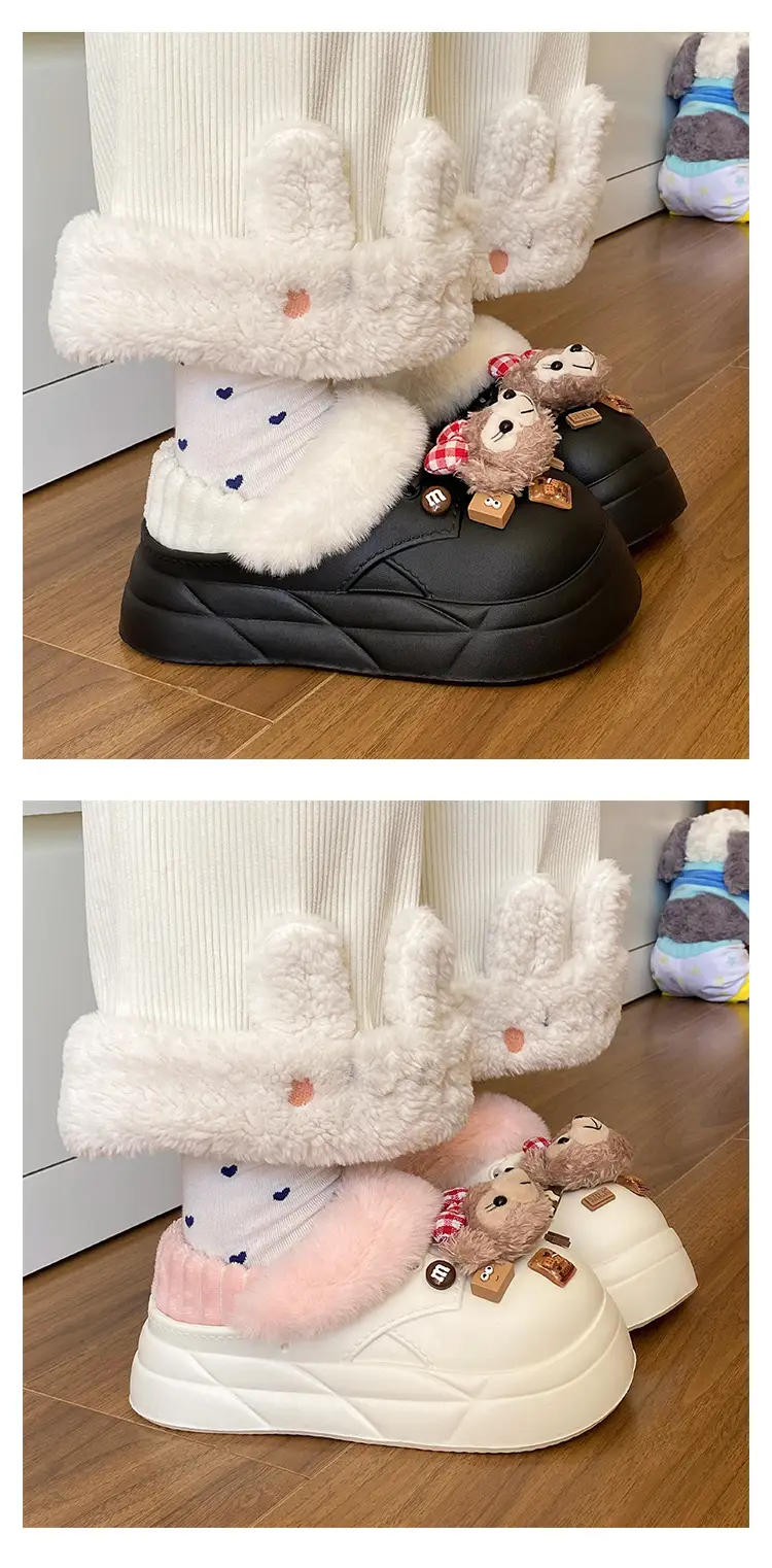 Women's Super Soft Plush Cotton Toe Cap Slippers Black Winter — feature 13