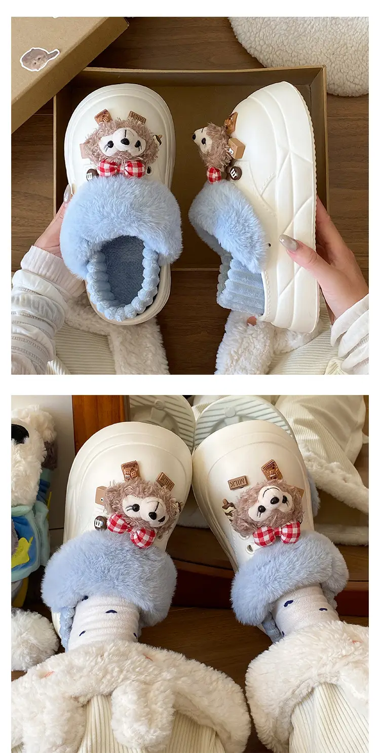Women's Super Soft Plush Cotton Toe Cap Slippers Black Winter — feature 18