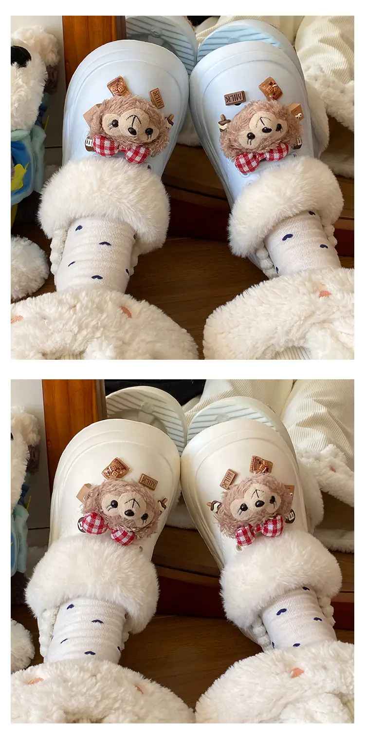 Women's Super Soft Plush Cotton Toe Cap Slippers Black Winter — feature 22