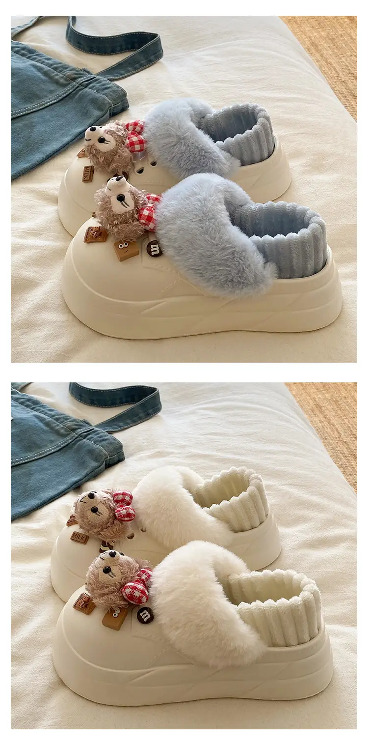 Women's Super Soft Plush Cotton Toe Cap Slippers Black Winter — feature 23