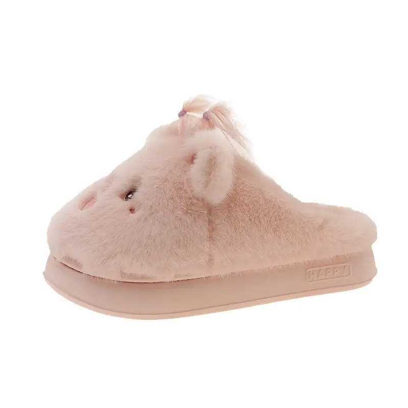Qidan Shoe Factory Cartoon Cotton Slippers for Women Autumn and Winter Home Indoor Warm Outerwear Non-Slip Cute Furry Slippers for Women - Image 8