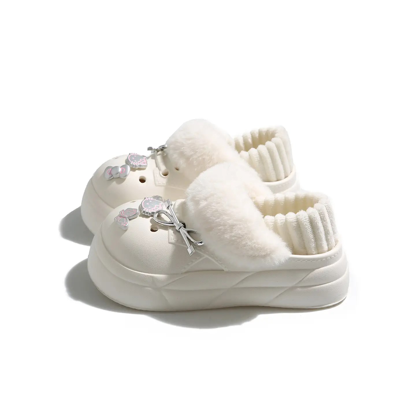 Women's Pink Faux Fur Winter Slippers with Cat Design - Image 10