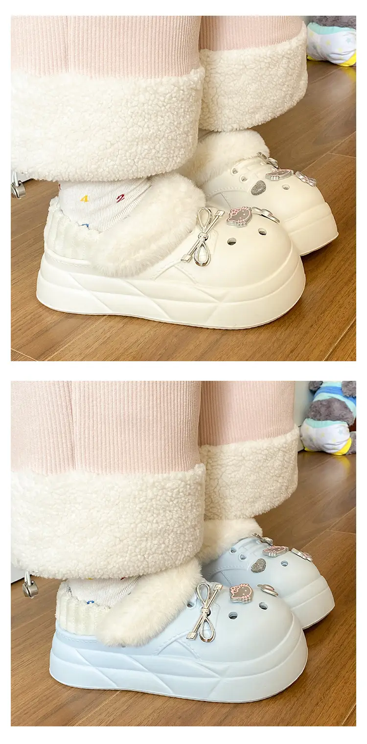 Women's Pink Faux Fur Winter Slippers with Cat Design — feature 22