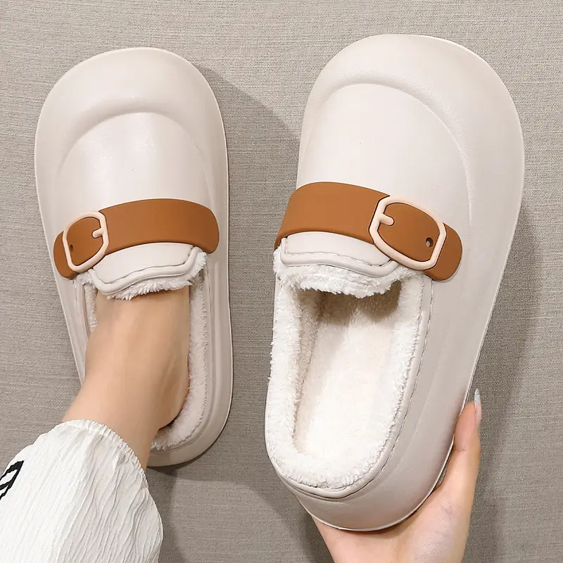 Eva Waterproof Cotton Slippers for Women, Winter Plush Warm Home Thick-Soled Non-Slip Women's Winter Fleece-Lined Cotton Slippers Wholesale - Image 8