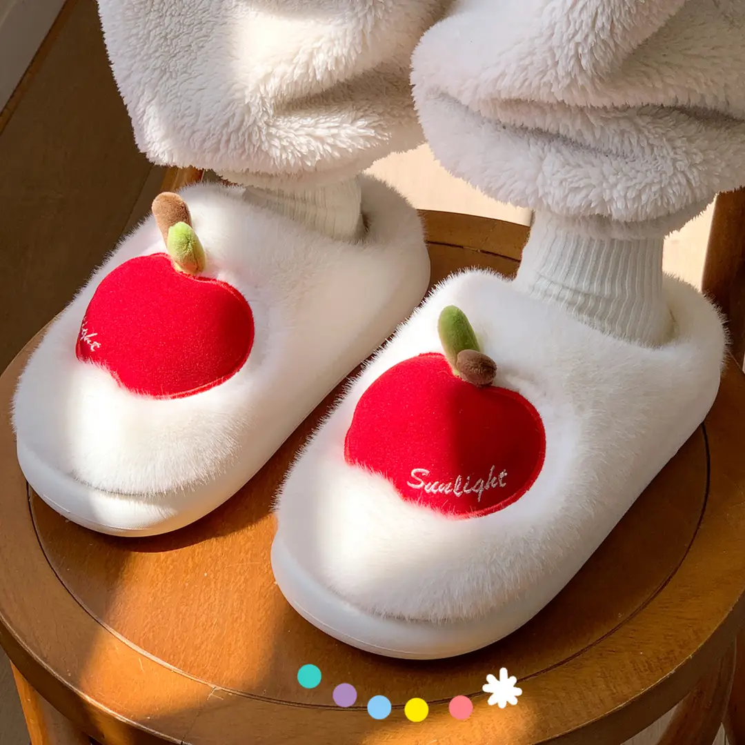 Cute Cotton Slippers for Women, New Winter Style, Home Warm Plush Slippers with Fruit Design, Thick-Soled Cotton Slippers for Couples - Image 18