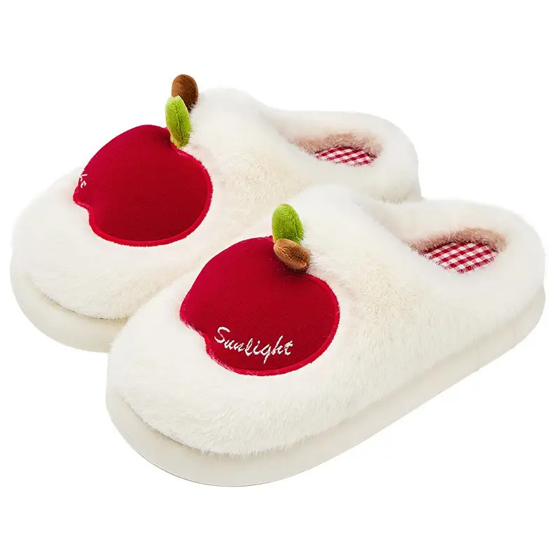 Cute Cotton Slippers for Women, New Winter Style, Home Warm Plush Slippers with Fruit Design, Thick-Soled Cotton Slippers for Couples - Image 20