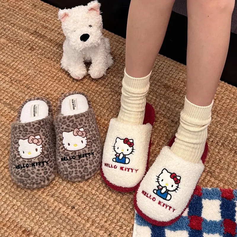 Sanrio Genuine Cartoon Cotton Slippers for Women Winter Indoor Home Plush Slippers Home Thickeneded Warm Wool Slippers - Image 13