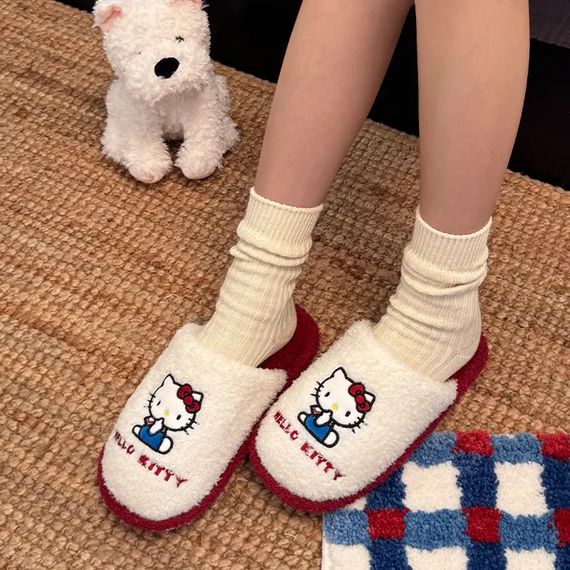 Sanrio Genuine Cartoon Cotton Slippers for Women Winter Indoor Home Plush Slippers Home Thickeneded Warm Wool Slippers - Image 15