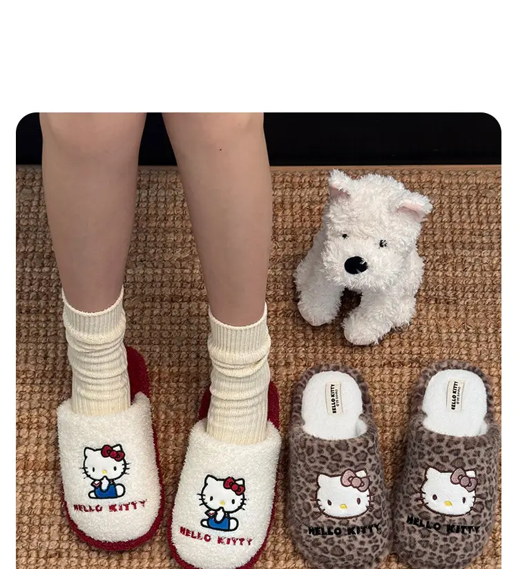 Sanrio Genuine Cartoon Cotton Slippers for Women Winter Indoor Home Plush Slippers Home Thickeneded Warm Wool Slippers — feature 11