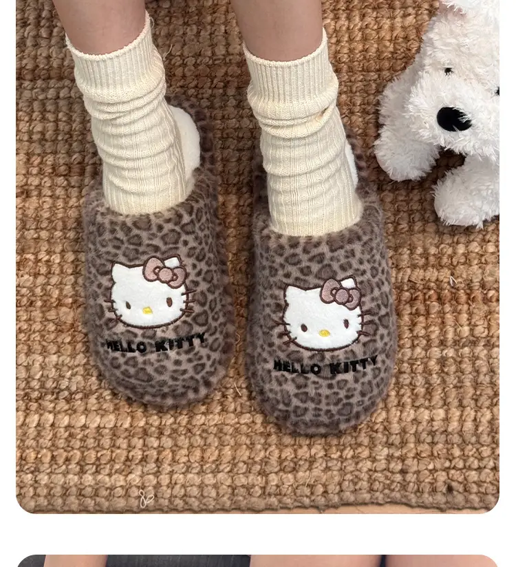 Sanrio Genuine Cartoon Cotton Slippers for Women Winter Indoor Home Plush Slippers Home Thickeneded Warm Wool Slippers — feature 13