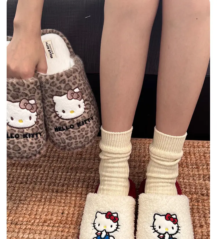 Sanrio Genuine Cartoon Cotton Slippers for Women Winter Indoor Home Plush Slippers Home Thickeneded Warm Wool Slippers — feature 14