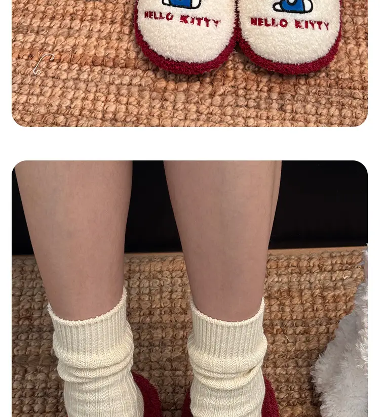 Sanrio Genuine Cartoon Cotton Slippers for Women Winter Indoor Home Plush Slippers Home Thickeneded Warm Wool Slippers — feature 15