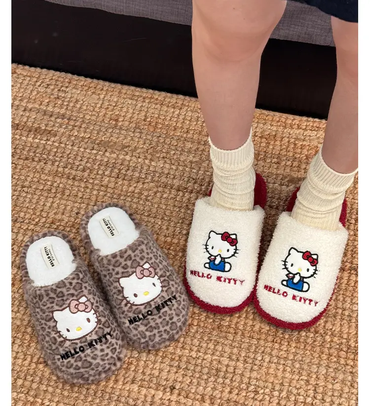 Sanrio Genuine Cartoon Cotton Slippers for Women Winter Indoor Home Plush Slippers Home Thickeneded Warm Wool Slippers — feature 17