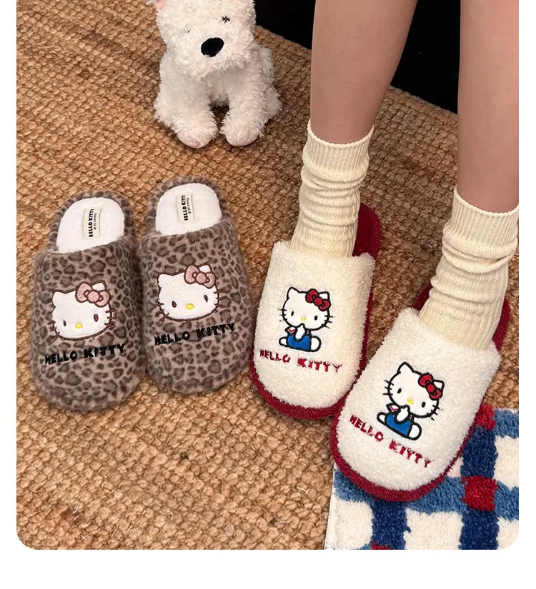 Sanrio Genuine Cartoon Cotton Slippers for Women Winter Indoor Home Plush Slippers Home Thickeneded Warm Wool Slippers — feature 20