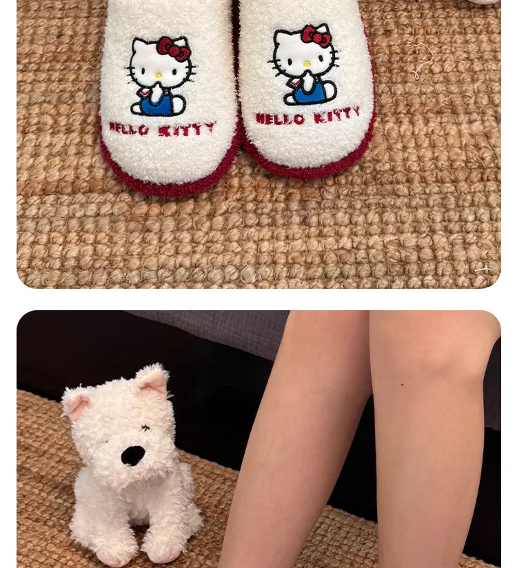 Sanrio Genuine Cartoon Cotton Slippers for Women Winter Indoor Home Plush Slippers Home Thickeneded Warm Wool Slippers — feature 6