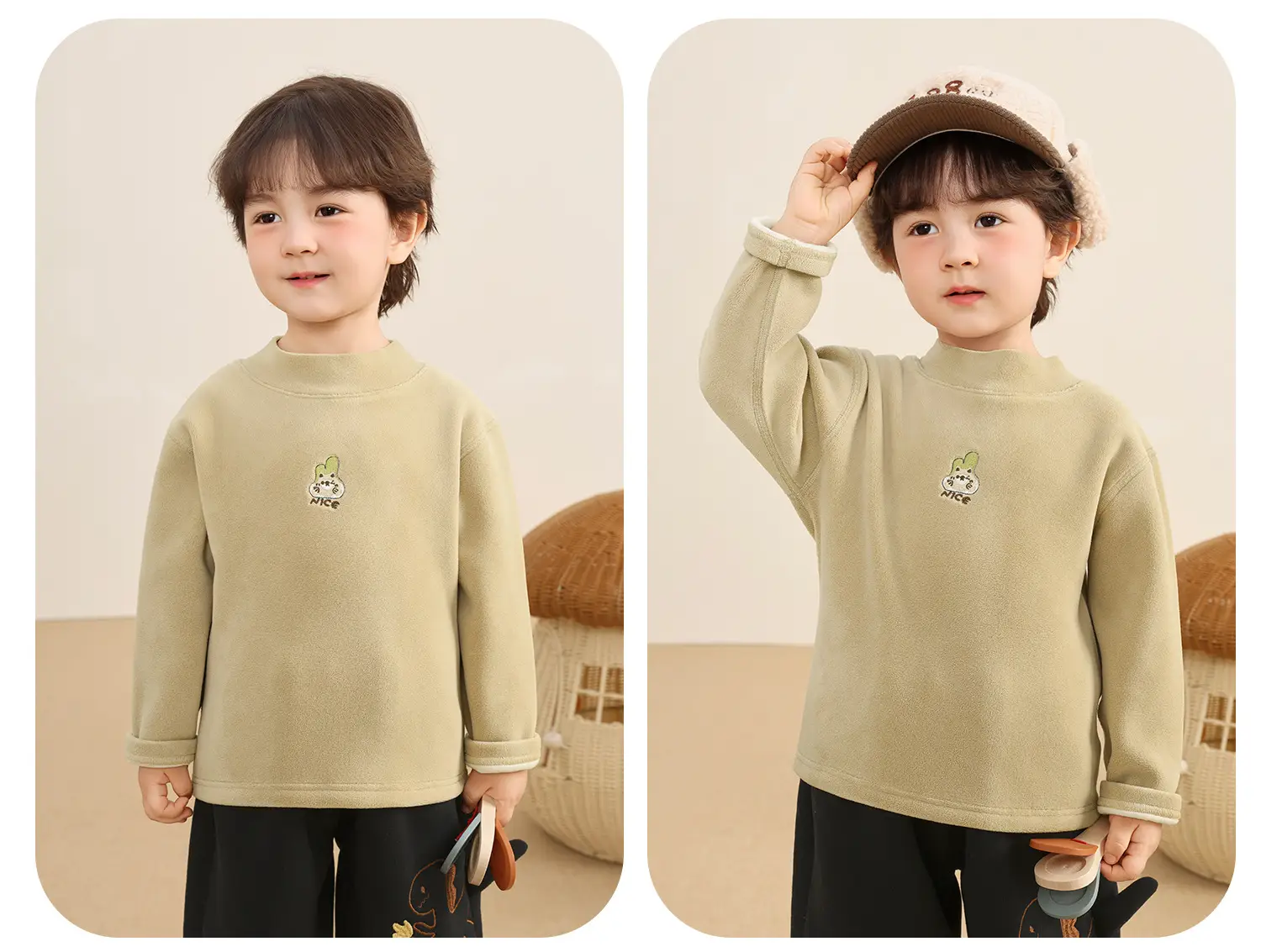 Baby Fleece Lined Base Layer Shirt for Boys Winter Warm Top — feature 9
