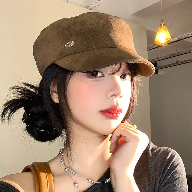 Vintage Suede Duckbill Cap for Women Large Head Circumference - Image 4