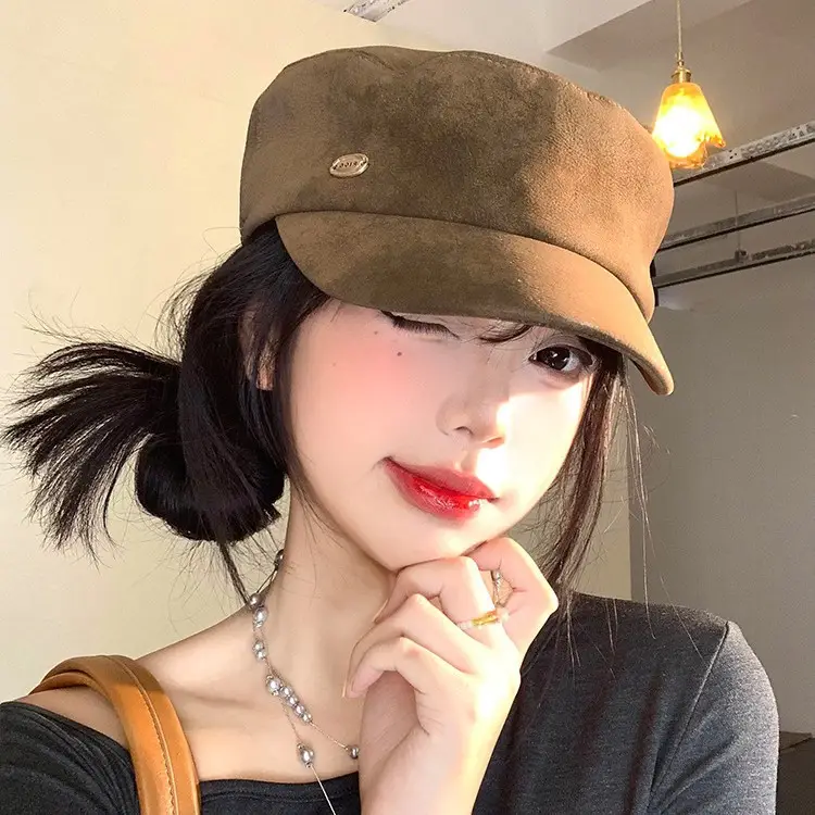Vintage Suede Duckbill Cap for Women Large Head Circumference - Image 5