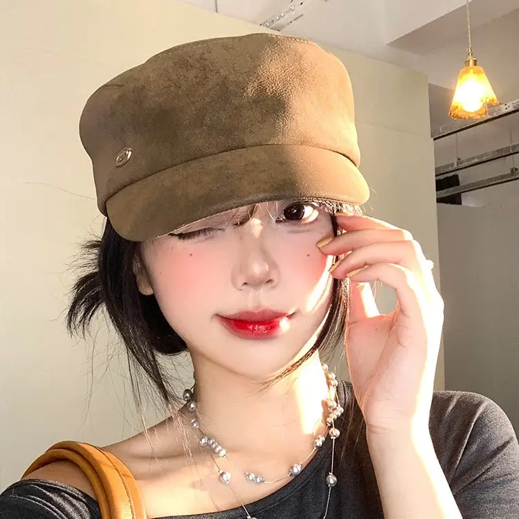 Vintage Suede Duckbill Cap for Women Large Head Circumference - Image 6